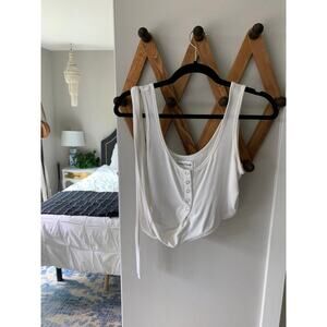 Revolve Privacy Please Ribbed White Wrap Tank Top SZ Medium